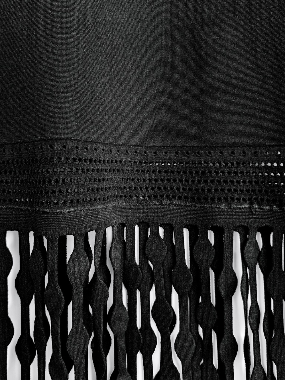 SIMKHAI Signa Lattice Fringe Midi Knit Tank Dress in Black NWOT Size XL - Picture 11 of 14